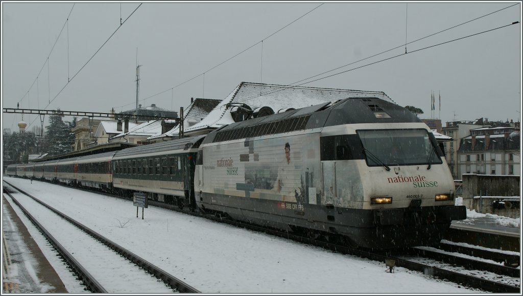 Die  Federer  Re 460 003-7 in Vevey.
14. Feb. 2012