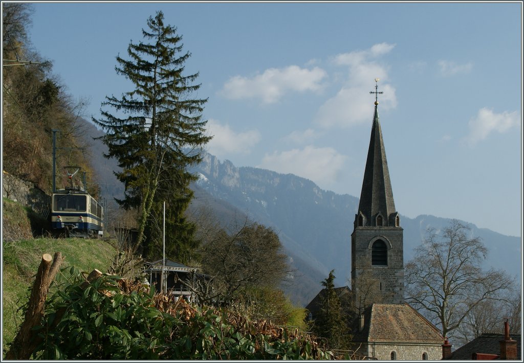 Rochers de Naye Bahn bei der Kirche von Les Planches (Montreux).
26.03.2012