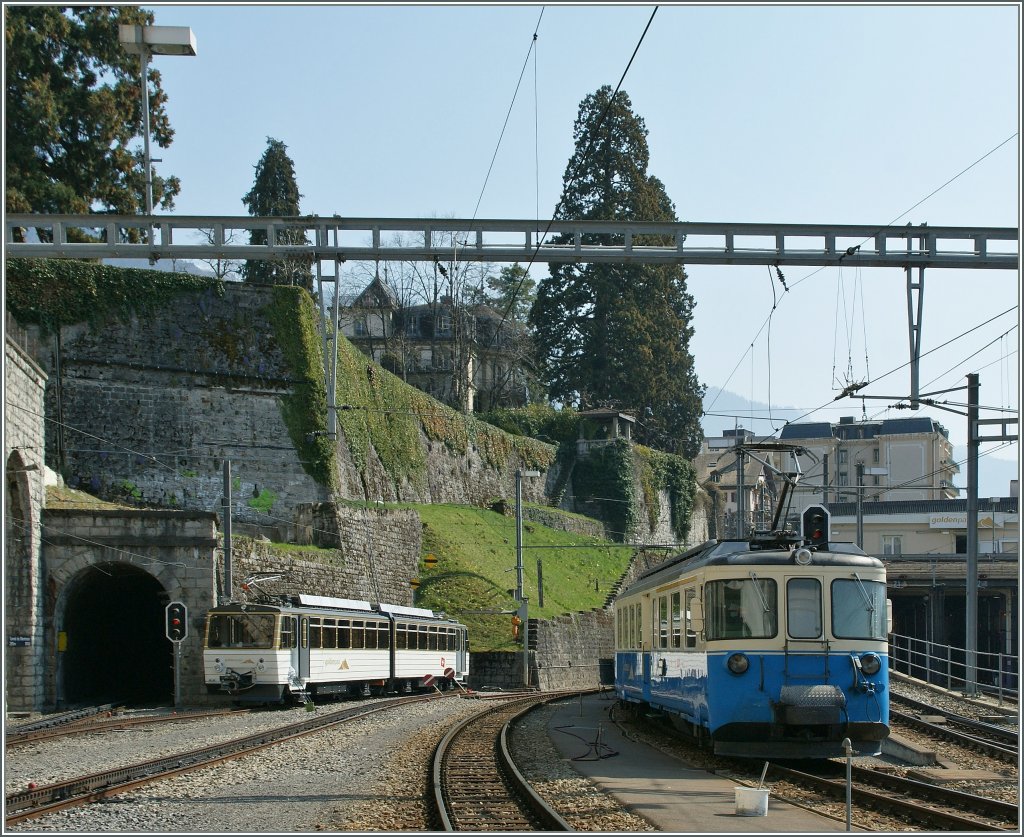 Rochers de Naye und MOB Triebwagen in Montreux. 
26.03.2012