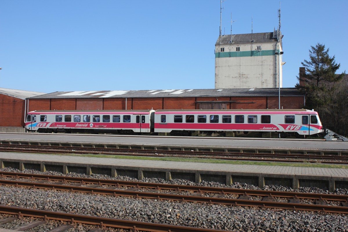 evb VT/VS 151 abgestellt in Bremervörde Nord am 25.03.2014