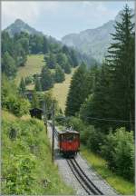 Eine alte Rochers de Naye Lok (HGe 2/2) bei les Hauts de Caux. 
14. Aug 2012