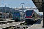 Ein SBB Flirt auf dem Weg nach Malpensa beim Halt in Luino
19. M�rz 2013